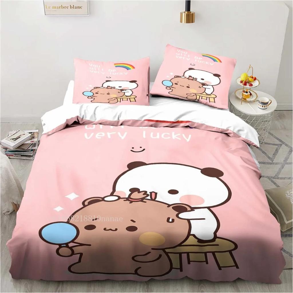 Cute Bubu and Dudu Cartoon Print All Season Twin Bedding Set  Comforter Set Bed Duvet Cover Double King Comforter Cover