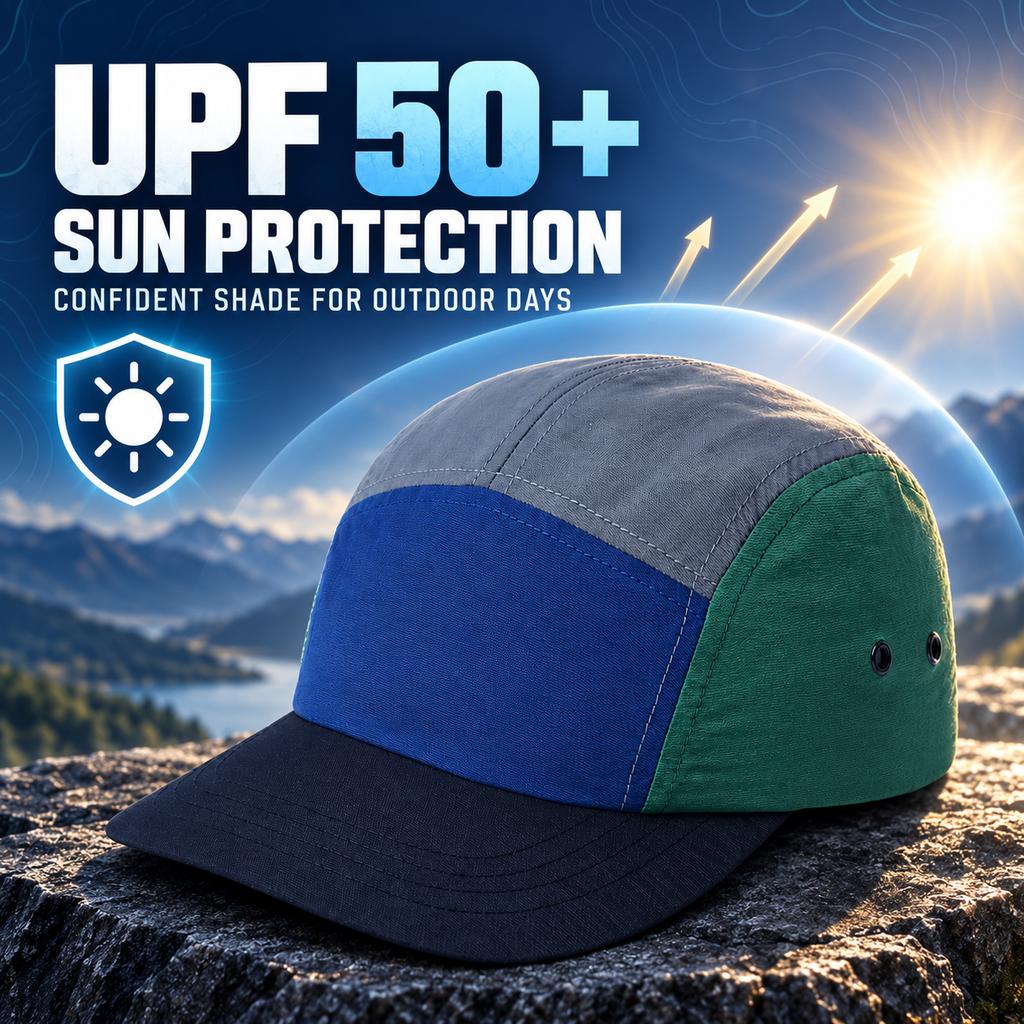 Japanese Soft-Brim Quick-Dry Baseball Cap Unisex UPF50+ Adjustable Five-Panel Color-Block Hat