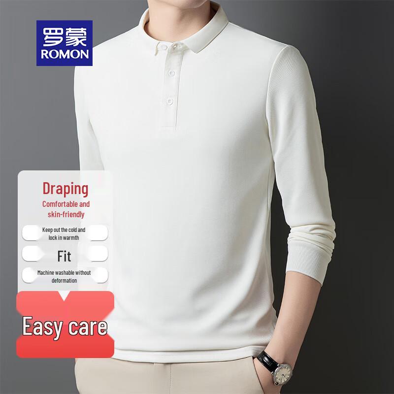 ROMON Men's Long Sleeve Pique Polo Shirt