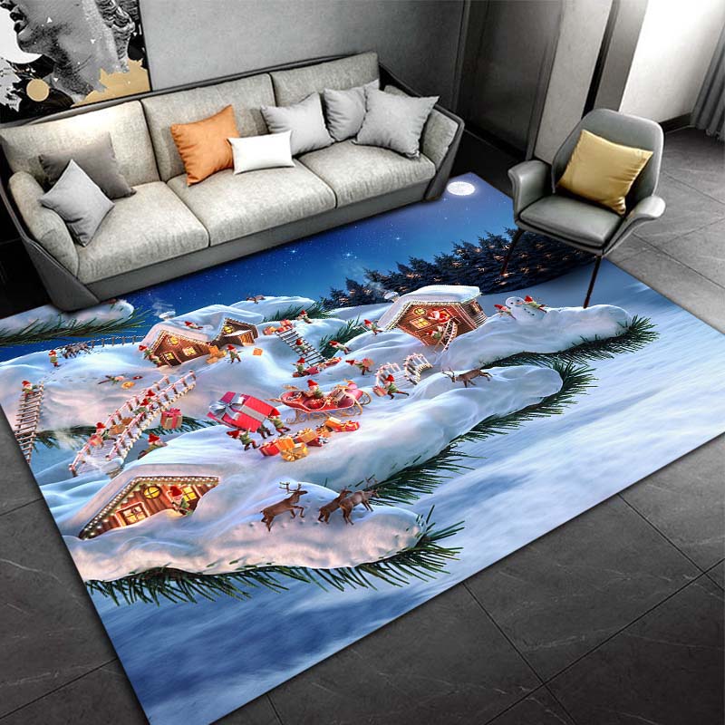 Alfombra con adornos navideños para sala de estar, decoración del hogar, sofá, mesa, alfombra para superficie grande, felpudo de entrada para dormitorio, alfombra antideslizante para Baño