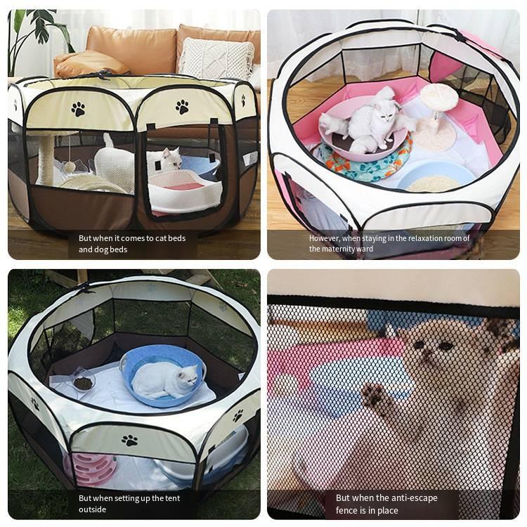 Cat birthing room foldable cat and dog cage pet enclosure camping tent cat bed octagonal cage closed breeding box pregnancy