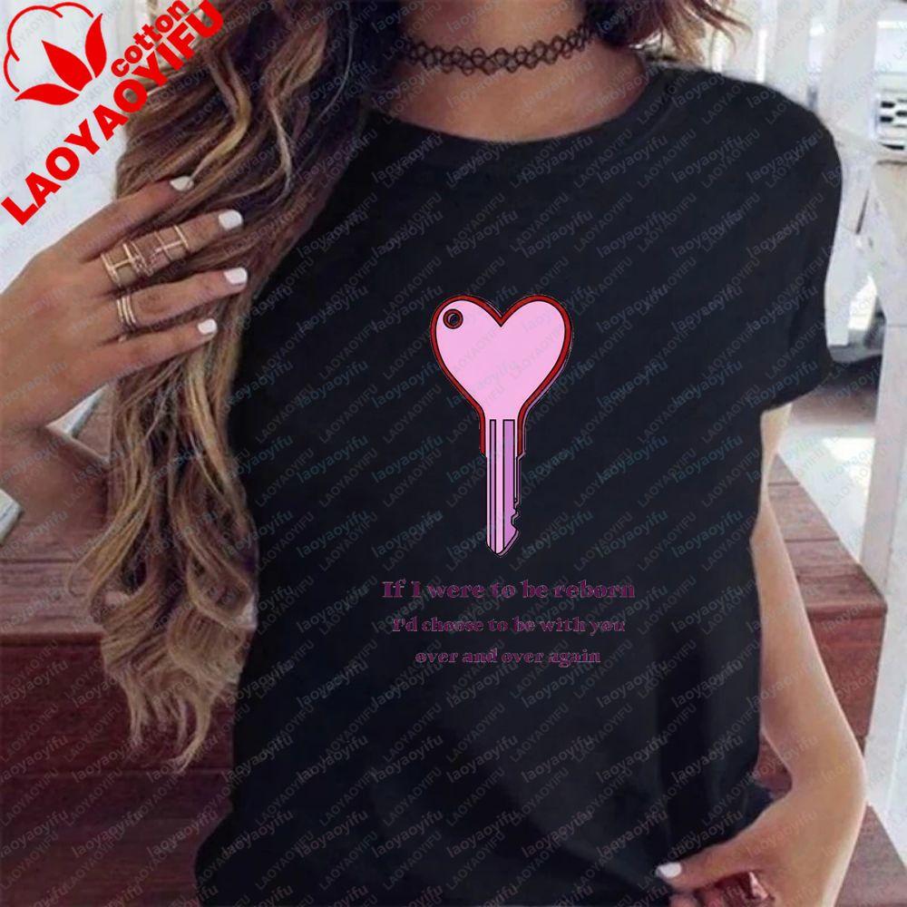 Retro If I Were To Be Reborn I Would Choose To Be with You Again and Again Harajuku Shortsleeved Unisex Cotton Tshirt S