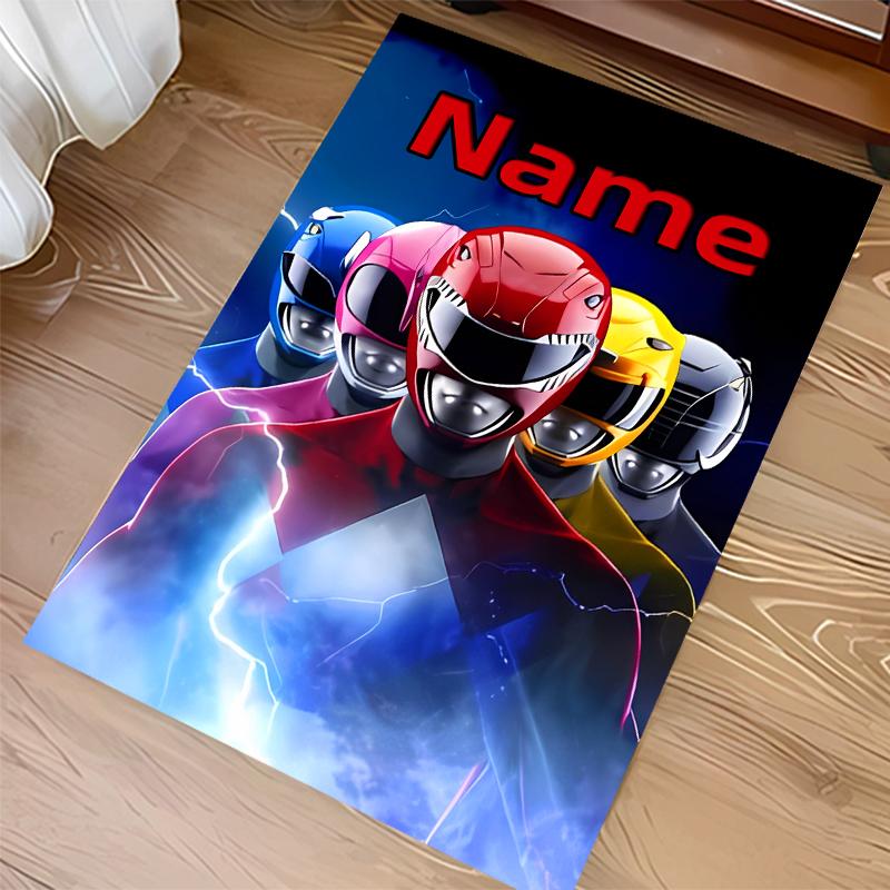 Custom Personalization Mighty Morphin Power Rangers Print Area Rug - Soft, Washable Non-Slip Indoor Mat,Living Room,Home&Office Decorative Rug