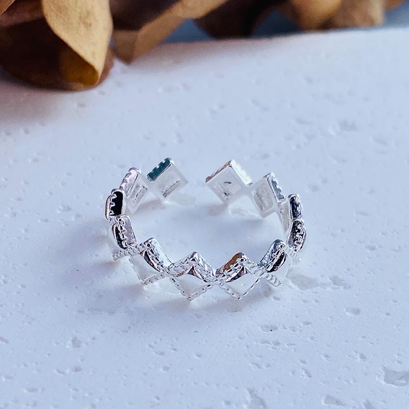 PANJBJ Real 925 Silver Retro Round Ring For 2 Rigns Women Chain Vintage Fine Jewelry Minimalist Accessories Gift