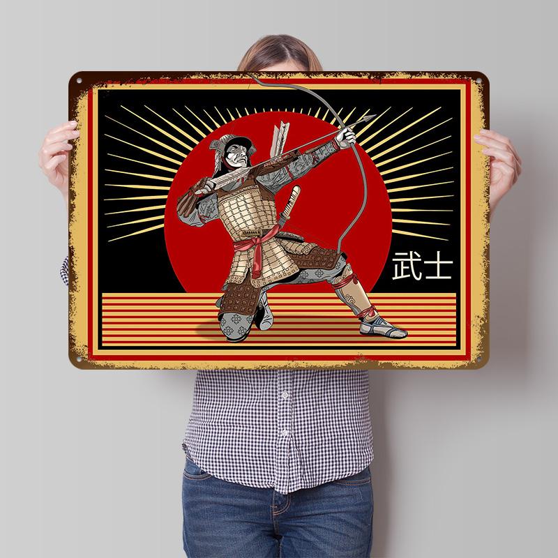 Samurai Tin Poster Customized Wall Art Retro Vintage Metal Signs for Fans Room Decoration Home Decor Items House Bar Accessories