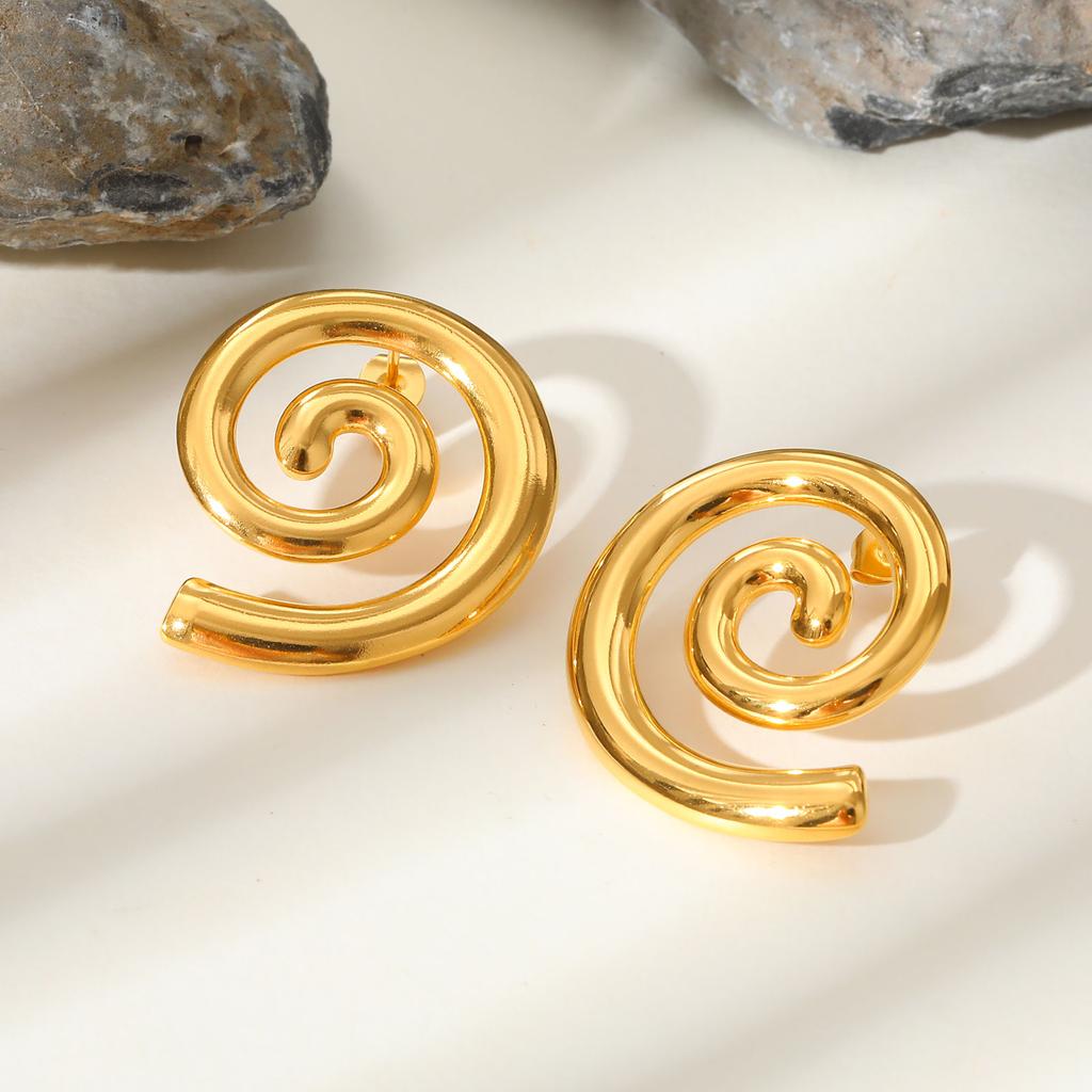 Smooth Geometric Spiral Stud Earrings for Women,Stainless Steel Snail Shape Earrings,Unique Jewelry Mother's Day Gifts