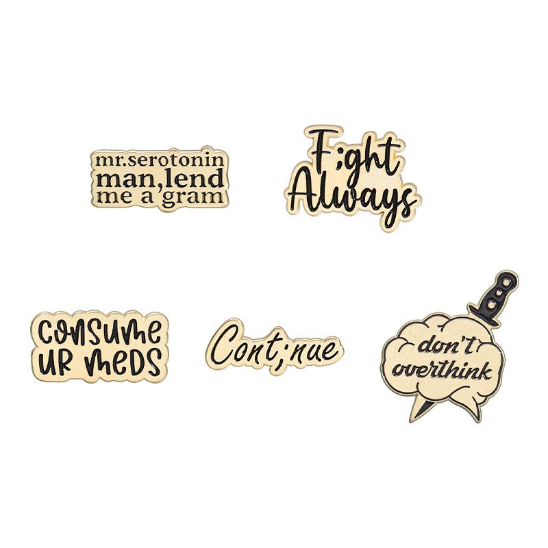 Retro Alloy Inspired Badge Brooch Featuring Colorful Lettering And Elements Cartoon