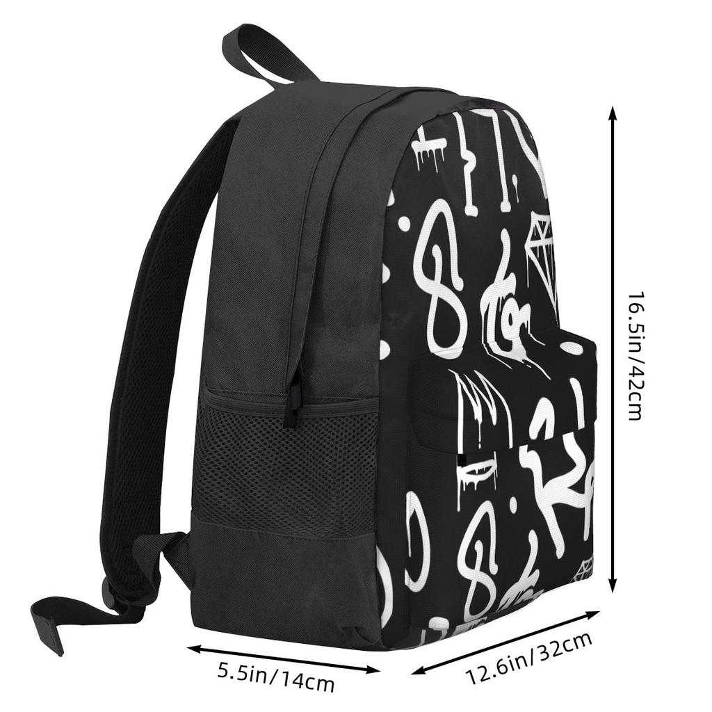 Schwarz-Weiß Graffiti Rucksack Abstraktes Symbol Neuheit Rucksäcke Damen Herren Universität Langlebig Schulrucksäcke Design Rucksack