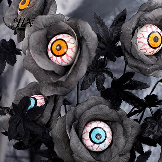 Realistic Spooky Decorations Halloween Eyeball Flower Stem, Artificial Rose Floral Pick with Eyeball, Durable Gothic Black Branches for Vase,