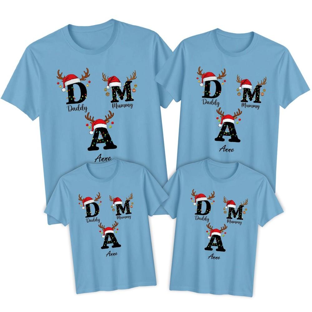 Daddy Mummy Anne Reindeer Christmas Family Matching Holidays TShirt Set S