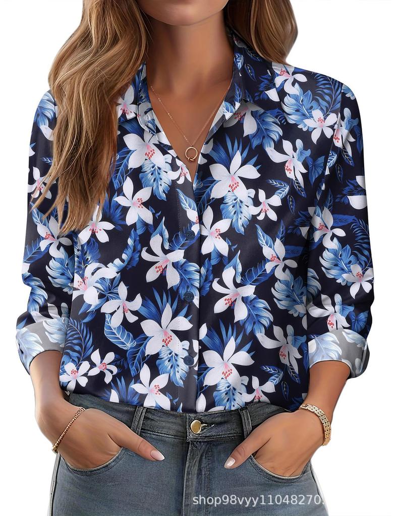 Women's Shirt Printed Floral Loose Shirt Women's Top