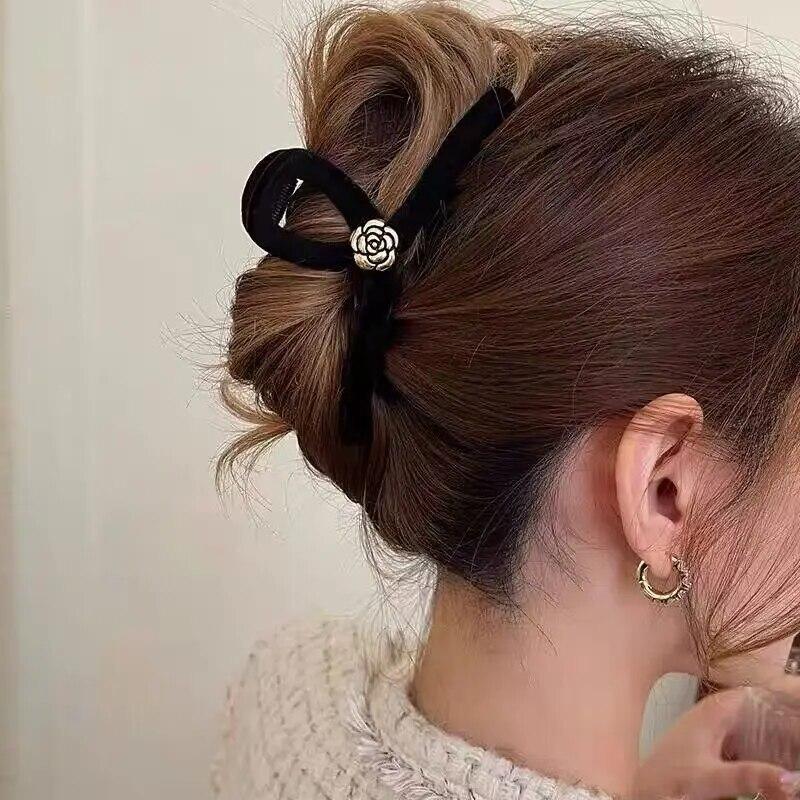 Retro Flocking Star Hair Claw Clip Female Vintage Large Plate Hairpins Barrettes Shark Clip Headdress For Women Hair Accessories