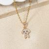 Cute Puppy Zirconia Pendant Necklaces for Women Stainless Steel Jewelry Party Accessories