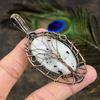 Rainbow Moonstone Gemstone Copper Wire Wrap Jewelry Pendant 3.35"