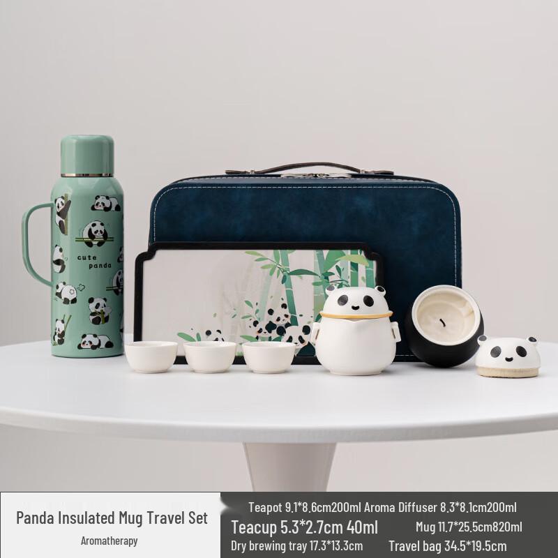 Baizien Panda Portable Ceramic Travel Tea Set