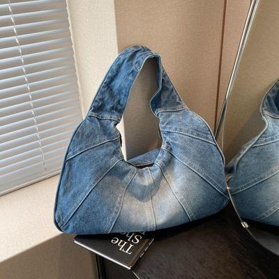 Vintage Denim Damen Tragetaschen Marke Mode Lässige Schultertasche Große Kapazität Weibliche Shopper Hobo Achseltasche KTY