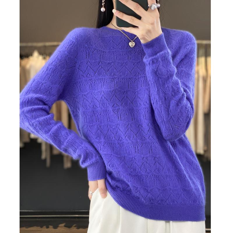 Suéter de mujer, cachemira Qinghe, 30% cachemira 70% lana, jersey de punto de invierno, suéter de otoño, suéter de cachemira de mujer, top de punto, manga larga