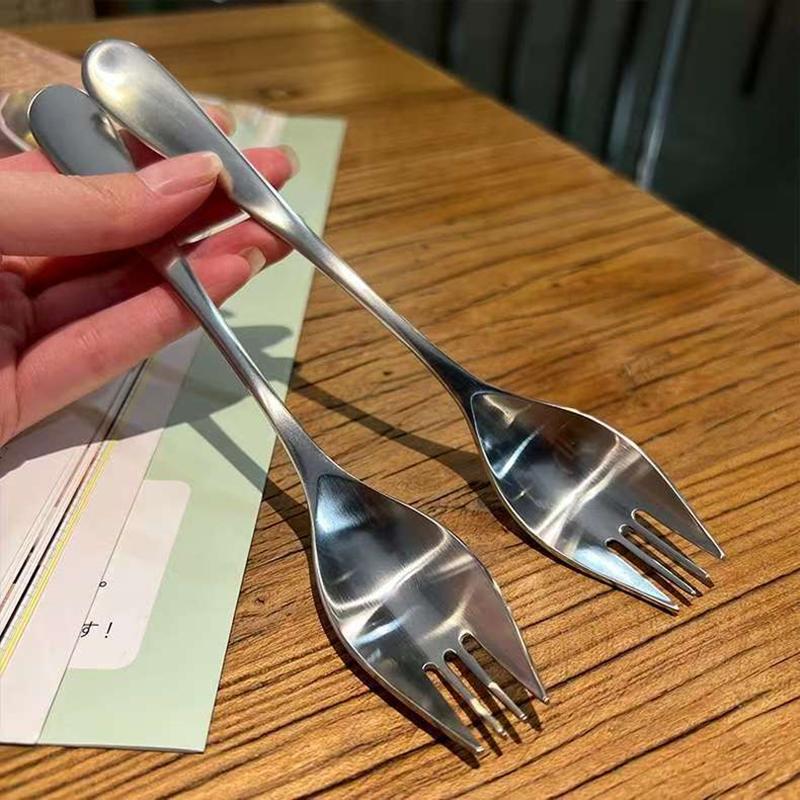 1 Stück Edelstahl 2-in-1 Gabel Löffel - Langer Griff Rühr Dessertlöffel Für Küchenzubehör Gadgets-Homeclub