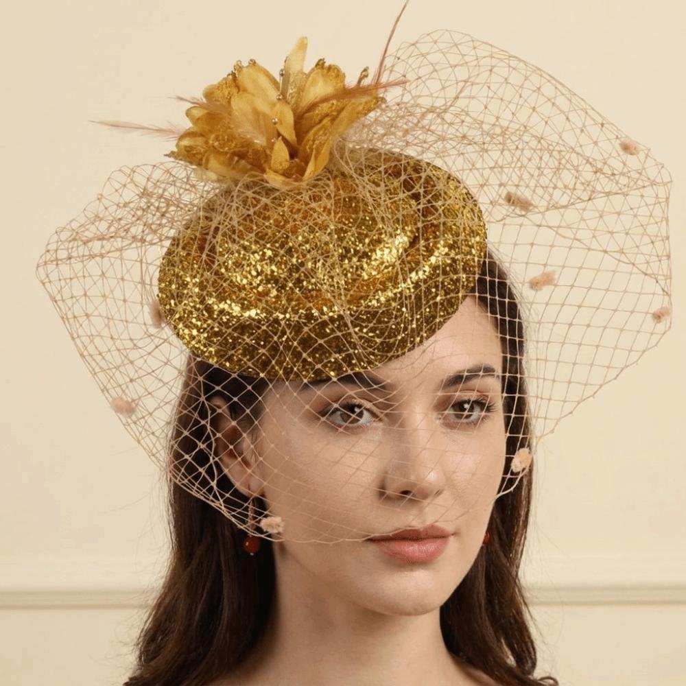 Wave Point Bridal Headdress Mesh Wedding Veil Hat Exquisite Felt Fascinator Hat  Bridal