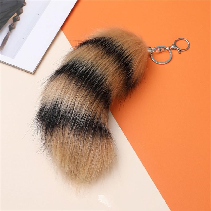 Plush Foxes Tail Keychain Soft And Cute Accessory Plush Keyring Decors For Bags Keys Or Home Decors 18cm Long