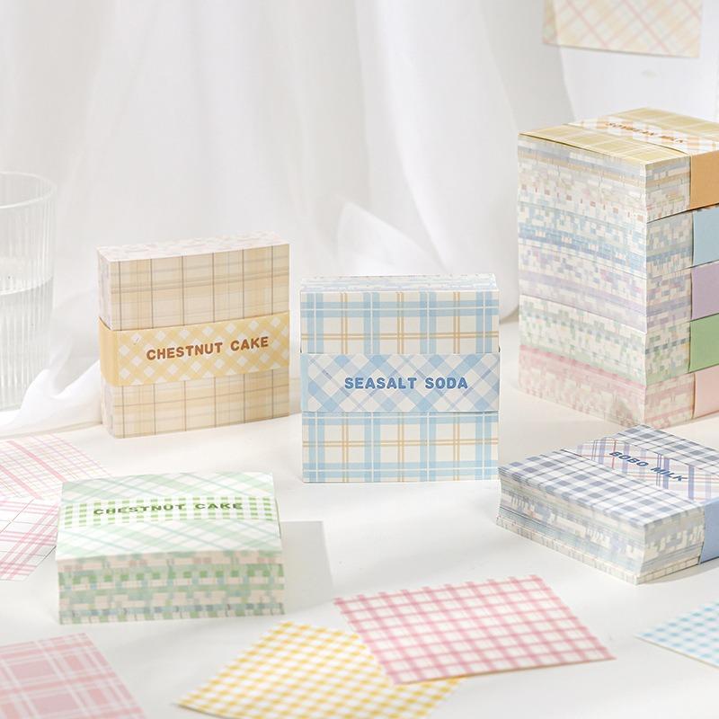 Fresh Plaid Pattern Dyed Memo Paper For Hand Account Diary Notes