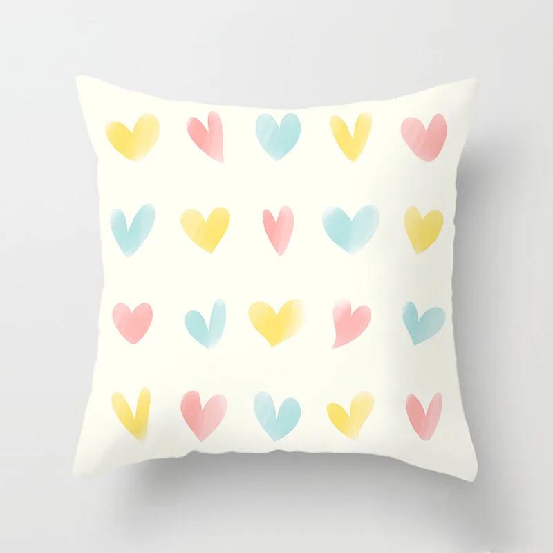 Love Heart Letters Floral Pillowcase Modern Nordic Fashion Pink Cushion Cover Sofa Seat Wedding Decorative Throw Pillows Cover