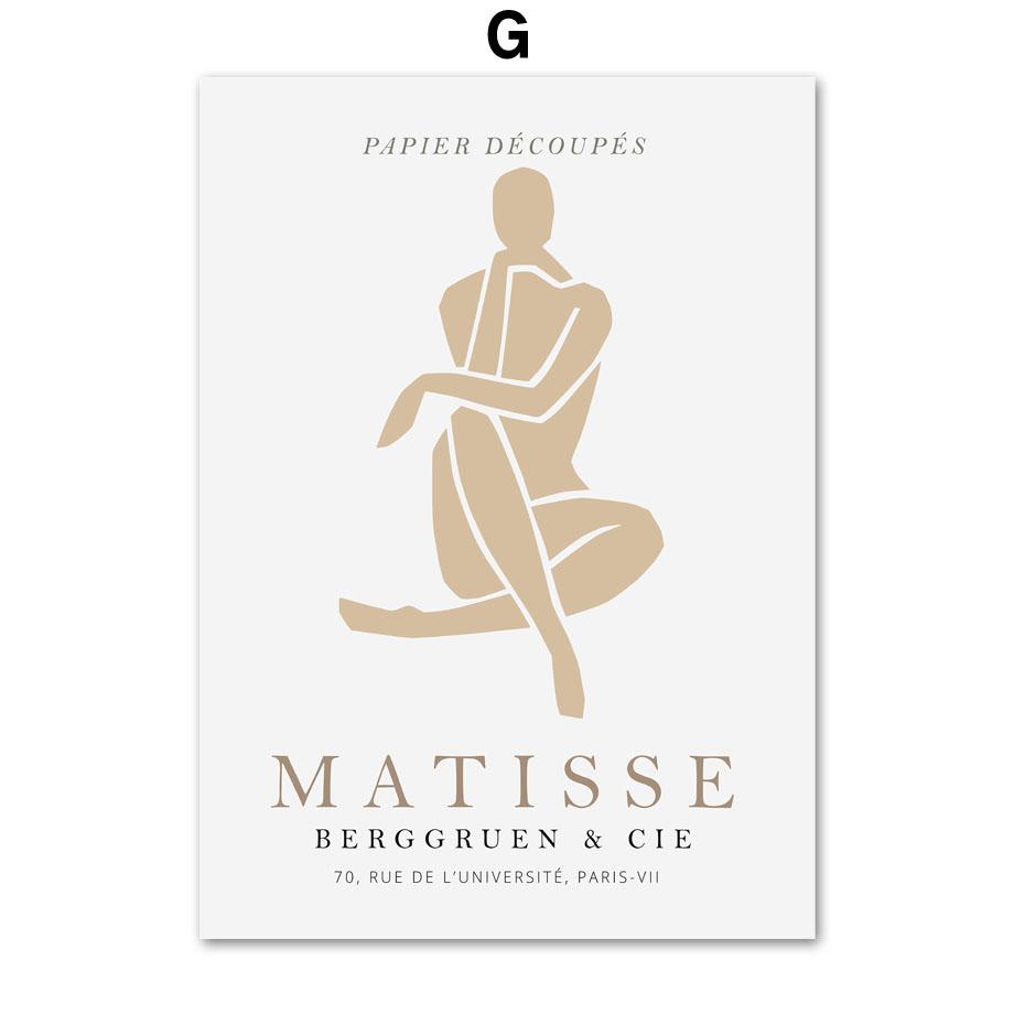 Astratto Matisse Corpo Curvilineo Donna Pianta Foglia Poster e Stampe Nordici Arte da Parete Pittura su Tela Decor Immagini per Soggiorno