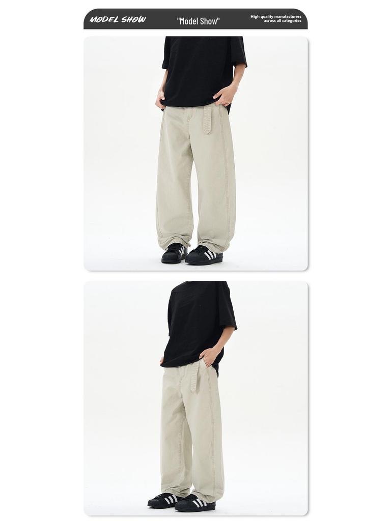 LKTM Unisex Wide-Leg Pure Cotton Stone Wash Casual Pants