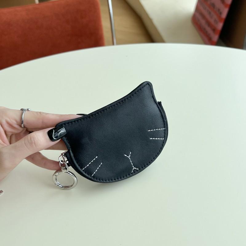Ins Sheepskin Change Purse Soft Cute Retro Small Cat Coin Lipstick Earphone Bag Pendant