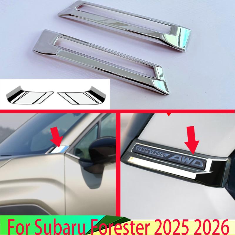 For Subaru Forester 2025 2026 Car Accessories ABS Chrome Mirror Surface MIRROR BRACKET A And C Pillar window cover Trim