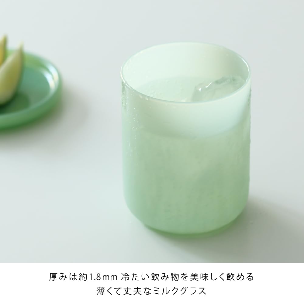 ideaco Milk Glass HAKU Medium White (2-Piece Set) 290ml Capacity (Heat-Resistant, Microwave- and Dishwasher-Safe)