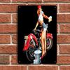 1 Piece: Retro-style Motorcycle and Beautiful Woman Tin Painting, Living Room/bar Wall Decoration, Creative Home Wall Decoration