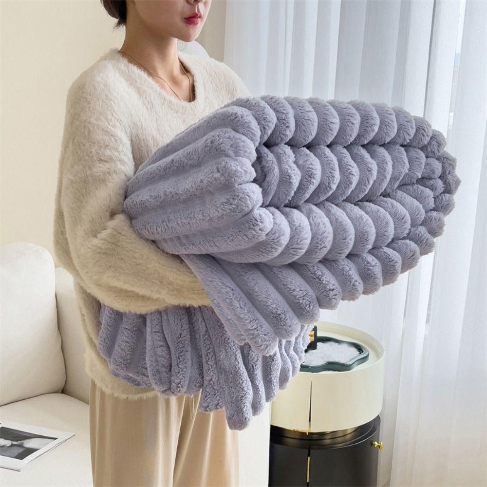 Warm Warm Blanket Double Sided Conditioning Quilt New Plush Striped Blankets