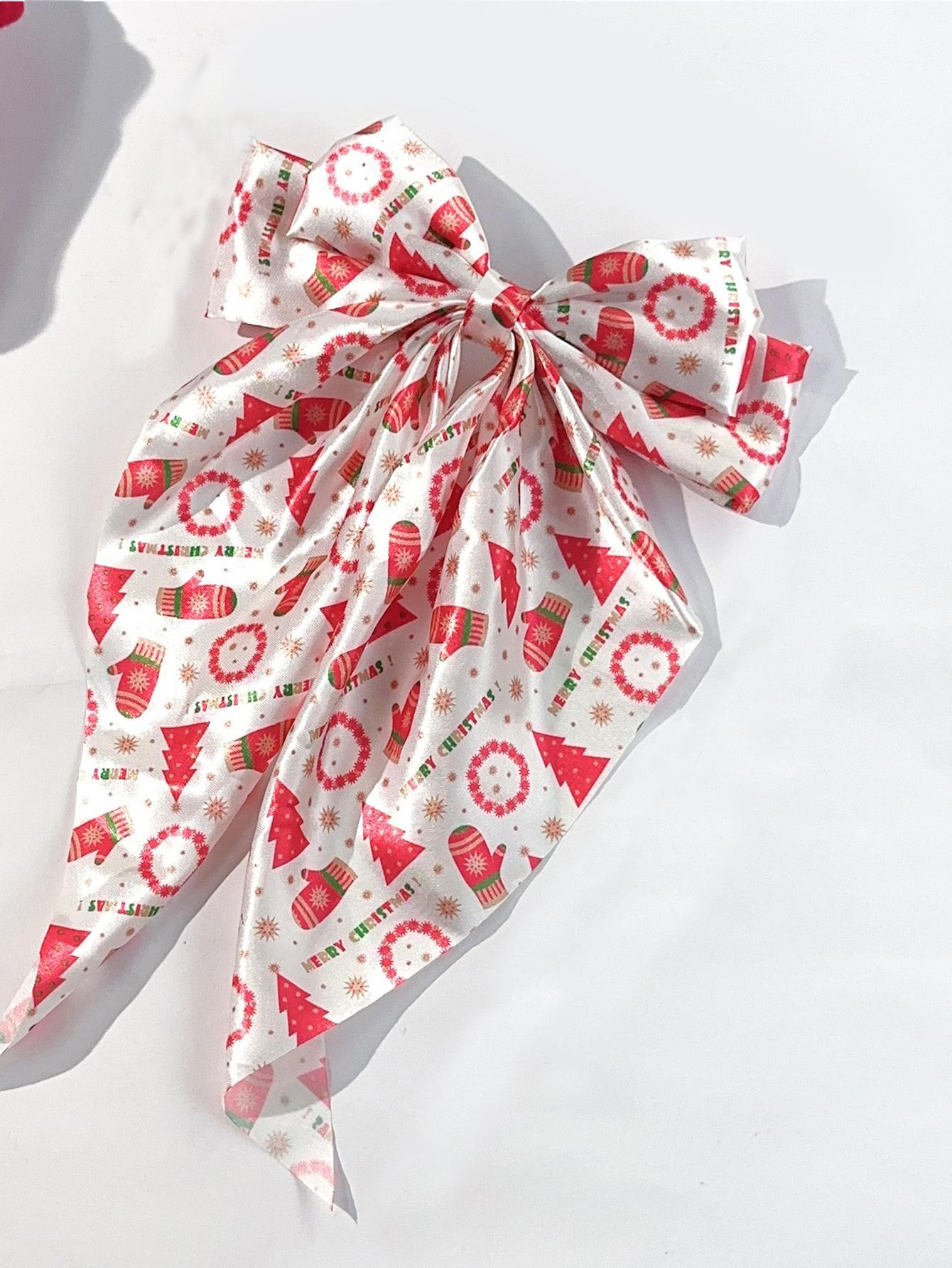 

1/4 шт. Модные рождественские заколки-банты из ленты с принтом, заколки для волос для женщин, девочек, аксессуары для волос для вечеринок