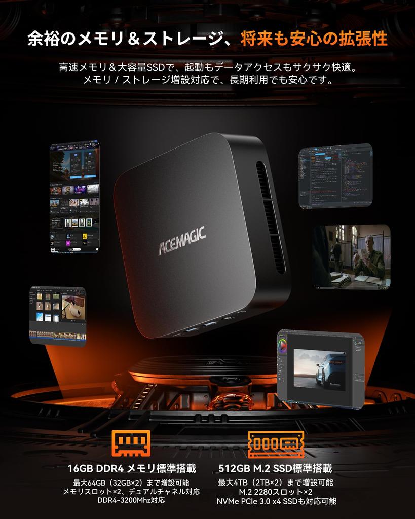 ACEMAGIC Mini PC AMD Ryzen 5 7430U Mini PC Mini PC Windows 11 Pro Memory 4TB SSD Mini PC with 32GB 512GB Fully Functional 3 x 4K WiFi Wired Quiet VESA