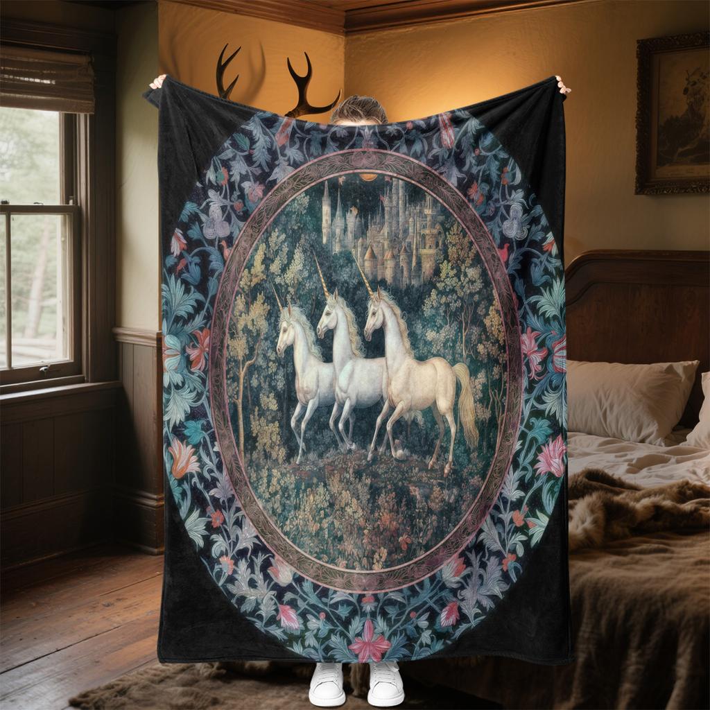 1pc Medieval Baroque Dream Unicorn blanket, al season lightweigh Poster blanket home office outdoor nap multifunc Poster blanketional blanket