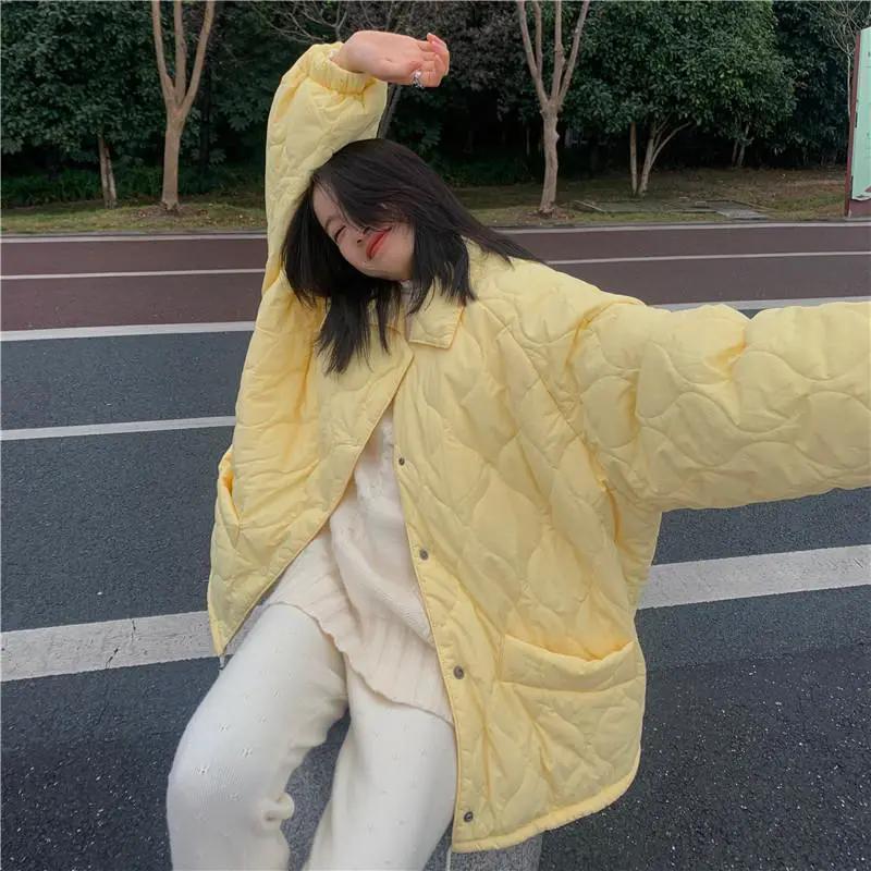 WTEMPO Spring Autumn Cotton Jackets with Pockets Harajuku Streetwear Thick Workwear Large Size V-neck Cotton Padded Coats