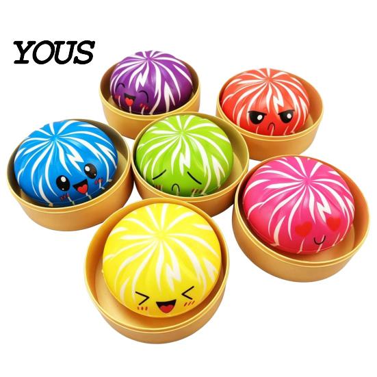 Dumpling Squeeze Toy Cartoon Expression Toy, Anxiety Relief Dough Stress Ball Fidget Stretchy Steamed Bun Sensory for Kids Adults Reliever