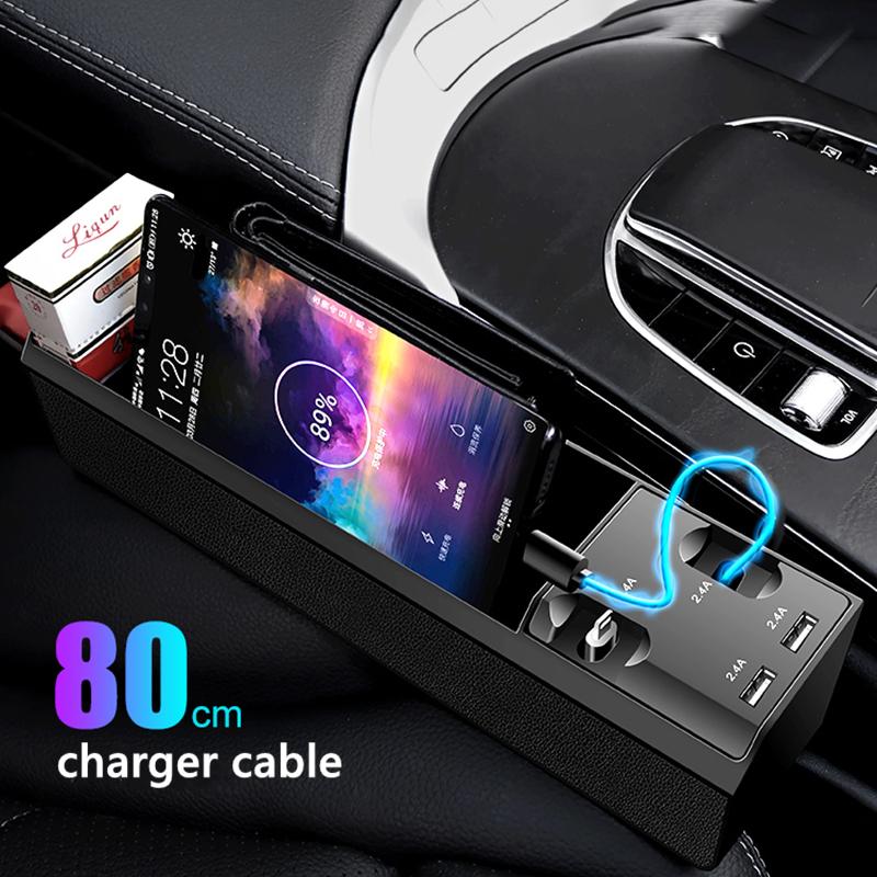 Fast Charging Car Seat Crevice Storage Box Seat Gap Slit Pocket Catcher Organizer Universal Car Seat Organizer Card Phone