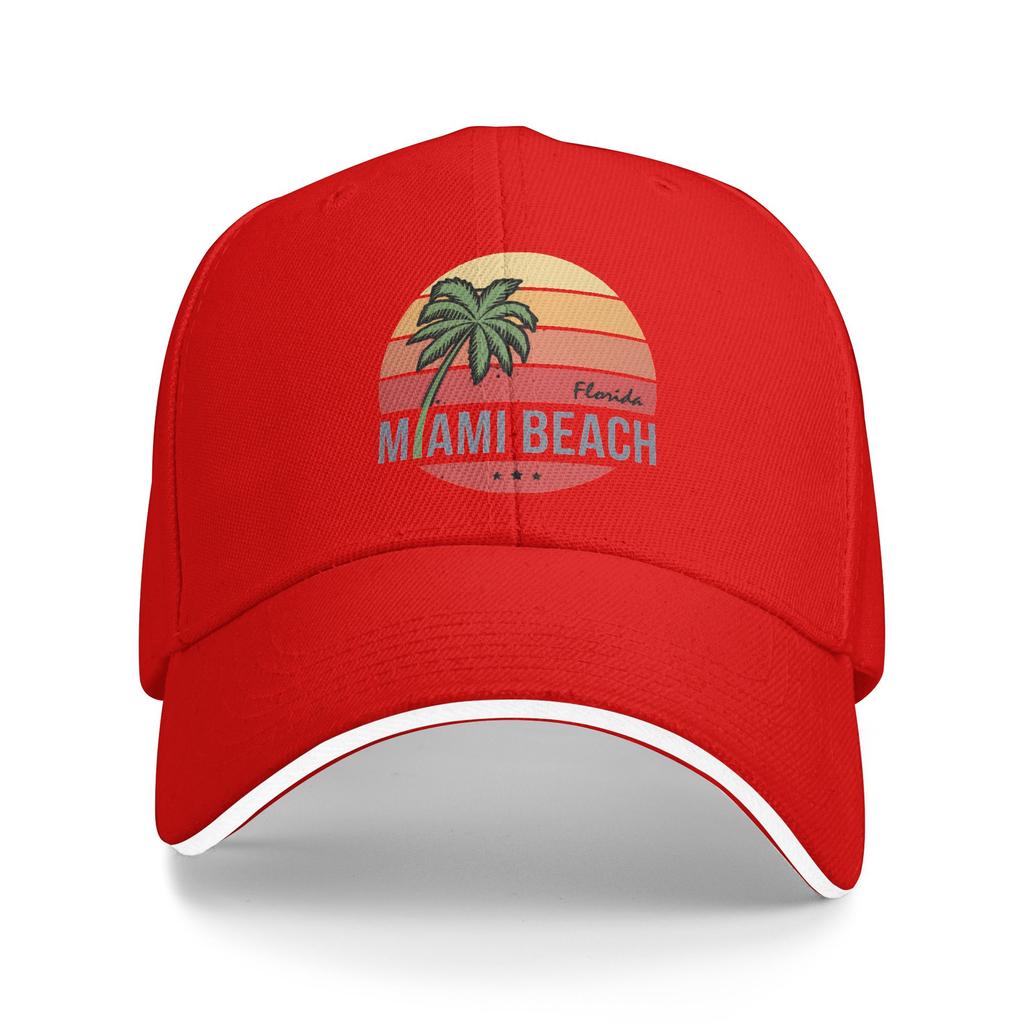Summer Miami Beach Palm Baseball Cap  Hiking Fishing Street Style Print Sun Hip Hop Hats Couple Women Hot Sale Baseball Caps