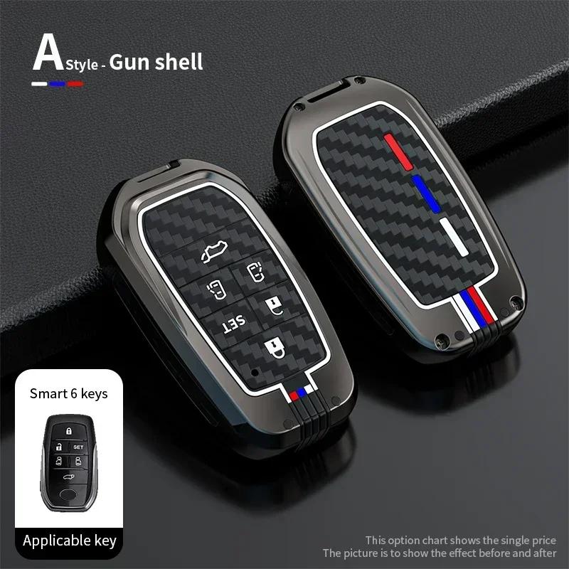 Alloy+Carbon Fider Car Key Case Holder Chain Toyota Alphard VELLFIRE 2012 PREVIA 2019 2020 2021 Car Interior Accessories