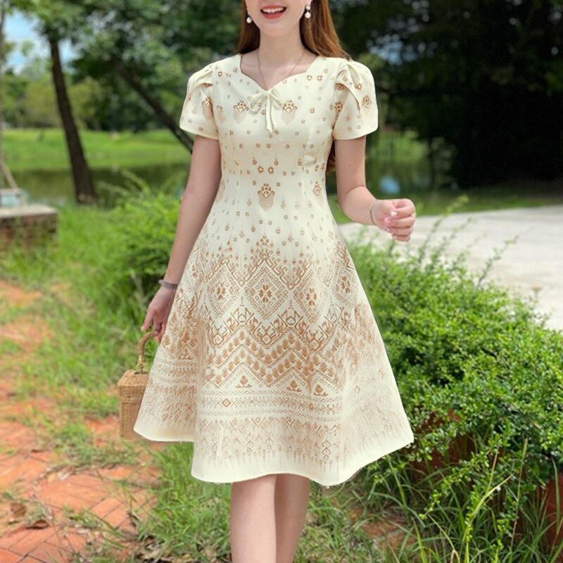 

ZANZEA Женское повседневное летнее платье с круглым вырезом и коротким рукавом с принтом S