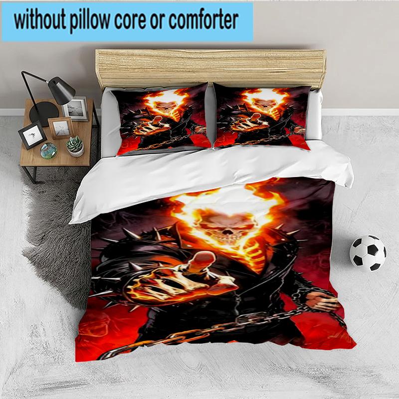 Rider On Fire 3PCS Bedding set,Ideal for 1pc Duvet Cover And 2pcs Pillowcases Perfect for Fan gift,Ideal for Bedroom, Dormitory