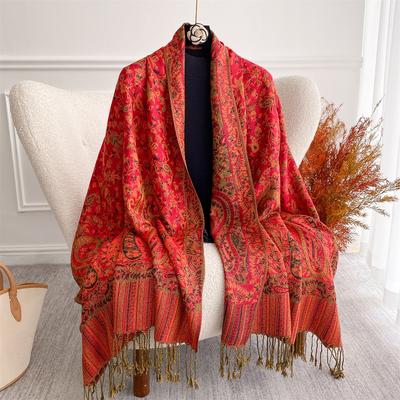 [T368] 70*190cm Bohemia Paisley Winter Warm Thick Jacquard Scarf Women Travel Muslim Hijab Cashmere Tassel Shawl Wrap Pashmina