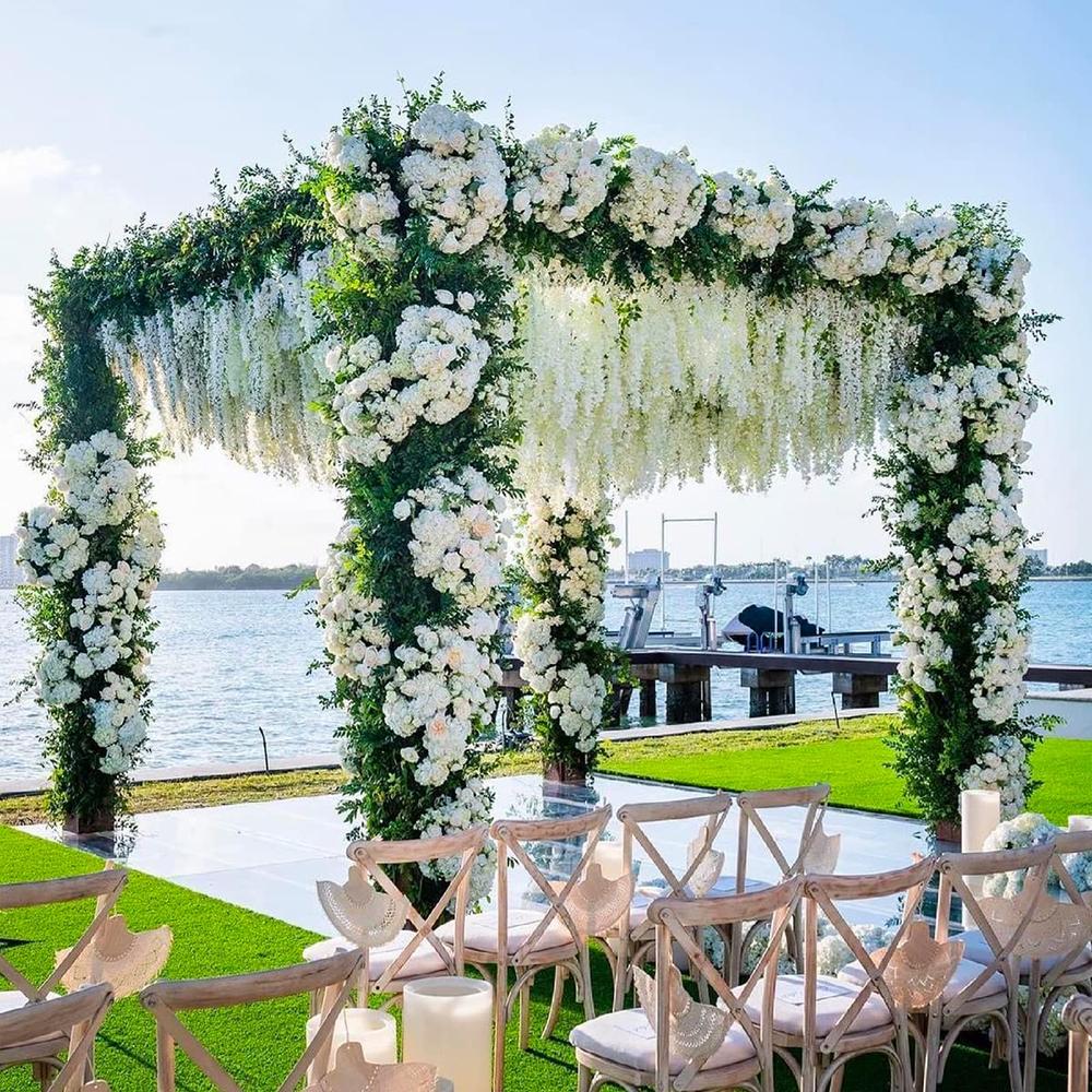 12Pcs Wisteria Flowers Artificial Wedding Simulated Green Plants Eucalyptus Orchid Grass Artificial Flower for Decoration Wedding