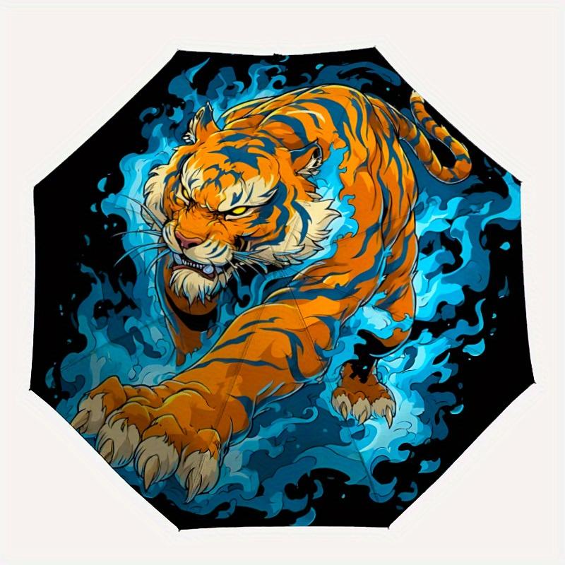

1pc Tiger Flame Automatic Open/close Folding Umbrella, Compact Portable Travel Umbrella, Durable Construction yy250809105