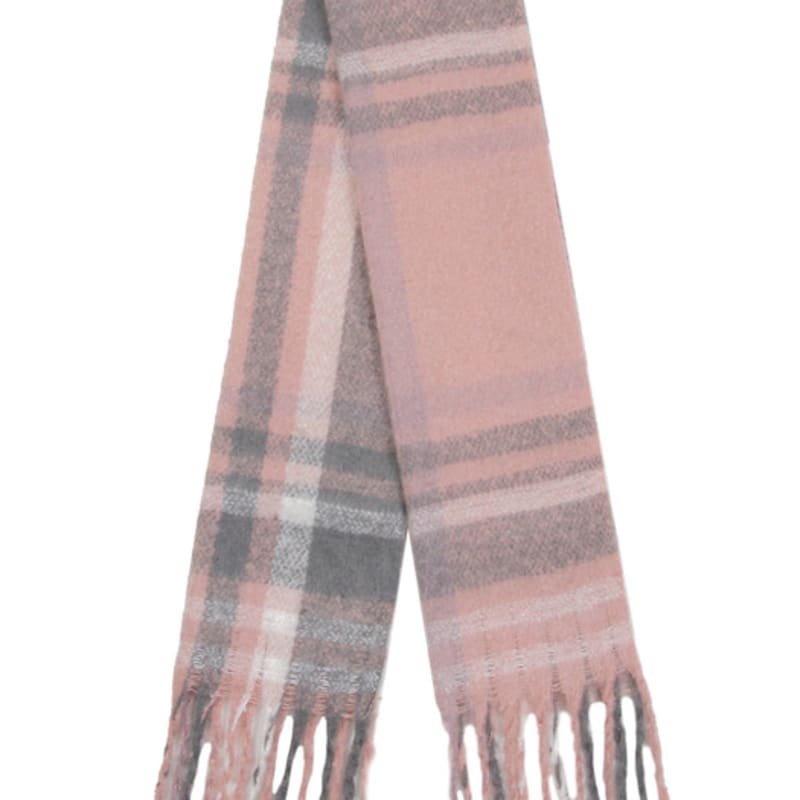 GRAVER [UNISEX] Flower Dot Embroidered Bold Check Muffler_Pink