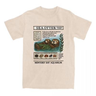 Damen T-Shirts Monterey Bay Aquarium Seeotter T-Shirts Cartoon Lustig Grafischer Druck T-Shirt Unisex Streetwear Baumwolle Locker T-Shirt