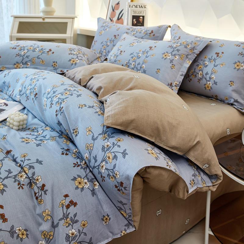 Printed Pure Cotton Student Dormitory Three-piece Four-piece Single Quilt Cover Sheet Pillowcase Duvet Cover