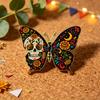 1 Pcs Day of the Dead Skull Flower Butterfly Brooch Vintage Gothic Gold Star Moon Folk Art Pin Unisex for Coat Bag